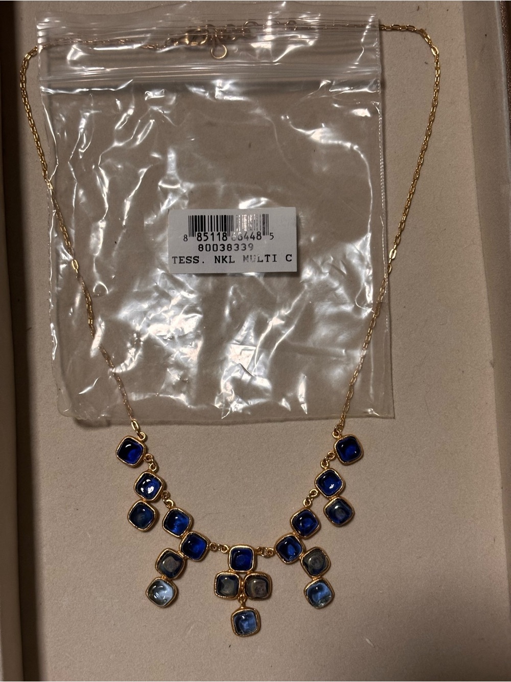 The Met Tess Gold-Tone Blue Multi-Stone Statement Necklace